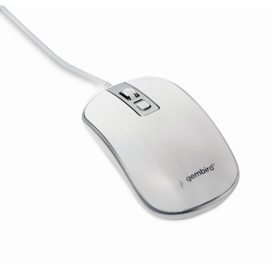 BAZAR - GEMBIRD myš MUS-4B-06-WS, drátová, optická, USB, bílá/stříbrná, poškozený obal