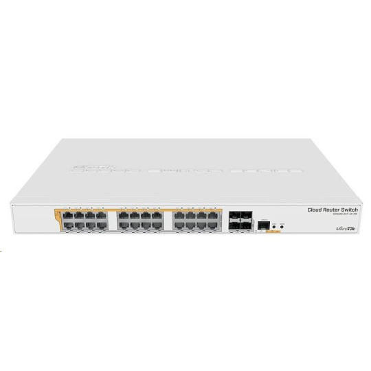 BAZAR - MikroTik Cloud Router Switch CRS328-24P-4S+RM, 800MHz CPU,512MB RAM, 24xLAN, 4xSFP+ slot, vč. L5 - Po opravě