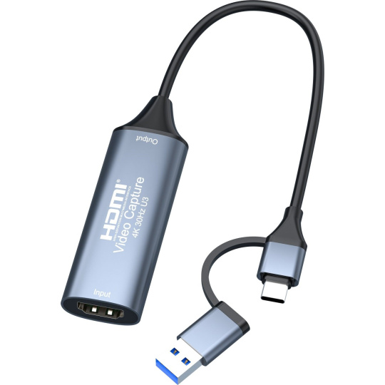 PremiumCord HDMI capture/grabber pro záznam Video/Audio signálu do počítače s konektorem USB3.0 a USB-C
