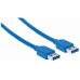 Manhattan USB-A kabel, USB 3.0, Male na Male, 5 Gbps, 1.8m, modrá