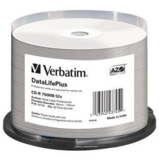 VERBATIM CD-R(50-pack) spindl, AZO 52X,700MB,WHITE WIDE PRINTABLE SURFACE NON-ID