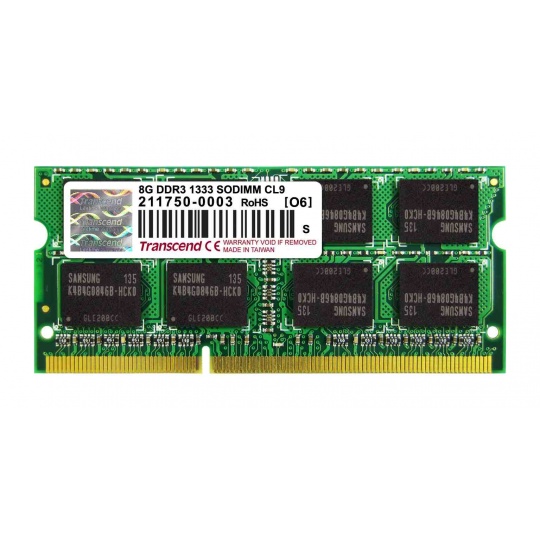 TRANSCEND SODIMM DDR3 8GB 1333MHz 2Rx8 CL9