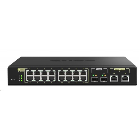 QNAP switch QSW-M2116P-2T2S (2x10GbE SFP+/2x10GbE RJ45/16x2,5GbE/18xPoE)