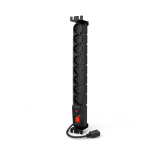 19" rozvodný panel ACAR 8x230V s IEC konektorem pro UPS, vypínač, indikátor napětí, přepěťová ochrana, kabel 3m