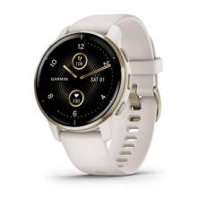 Garmin Venu 2 Plus, nerezová luneta Cream Gold, pouzdro White, silikonový řemínek, EU