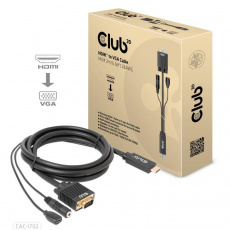 Club3D kabel HDMI na VGA, M/M, 28AWG, 2m