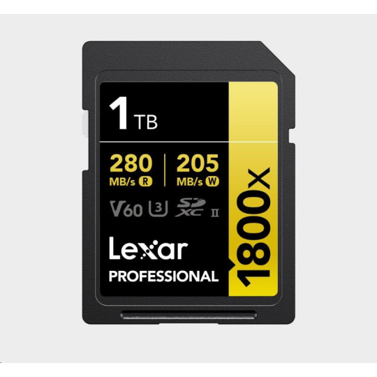 Lexar SDXC Pro 1800x U3 UHS-II R280/W210 (V60) 1TB Lexar SDXC Pro 1800x U3 UHS-II R280/W210 (V60) 1TB