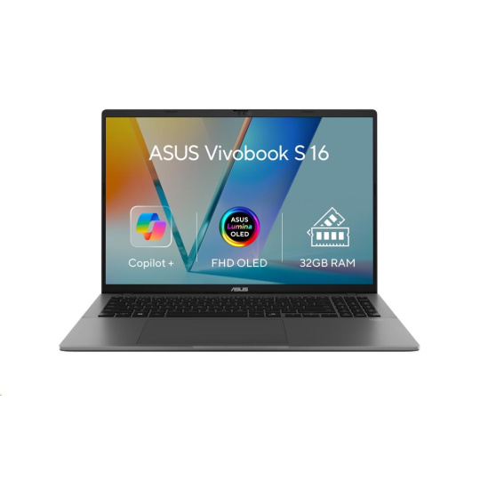 ASUS NTB Vivobook S 16 (M3607KA-OLED008W), AI 7 350, 16" 1920x1200, 32GB, 1TB SSD, Radeon, W11 Home, Matte Gray ASUS NTB Vivobook S 16 (M3607KA-OLED008W), AI 7 350, 16" 1920x1200, 32GB, 1TB SSD, Radeon, W11 Home, Matte Gray