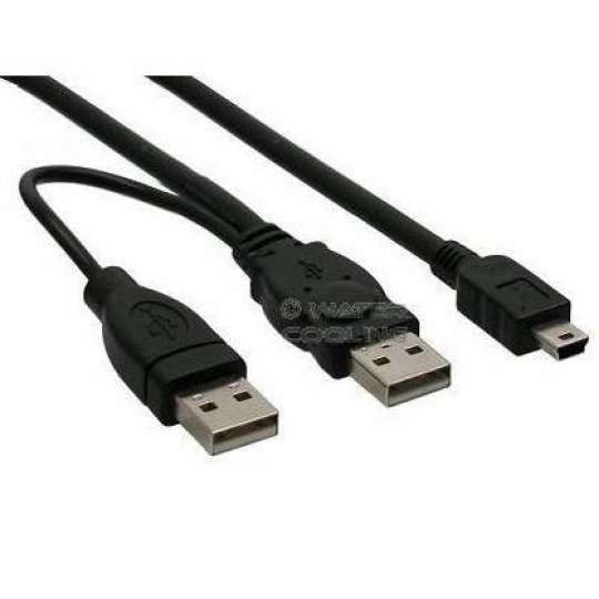 PREMIUMCORD Kabel USB 2.0 napájecí Y kabel A/M + A/M -- A/M mini 0.4m + 0.5m