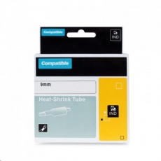 PRINTLINE kompatibilní páska s DYMO 18053, 9mm x 1,5m, černý tisk / bílý podklad, RHINO, bužírka