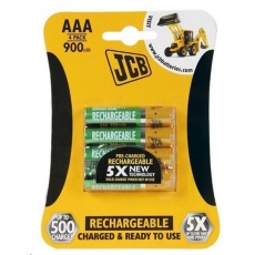 JCB RTU NiMH AAA/R03, 900mAh, přednabitá, blistr 4 ks JCB RTU NiMH AAA/R03, 900mAh, přednabitá, blistr 4 ks