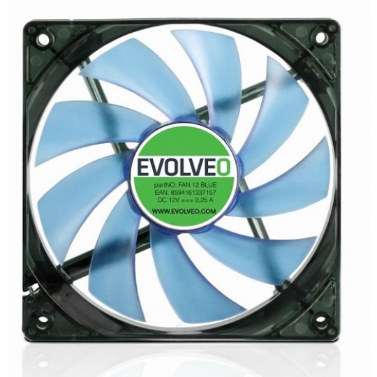 EVOLVEO 12L1BL ventilátor 120mm, 4 LED modrý, 3pin