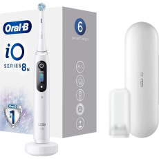 Oral-B iO Series 8 White Alabaster elektrický zubní kartáček, magnetický, 6 režimů, časovač, tlakový senzor, pouzdro