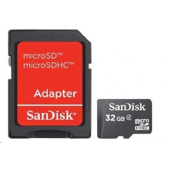 SanDisk MicroSDHC karta 32GB (Class 4) + adaptér