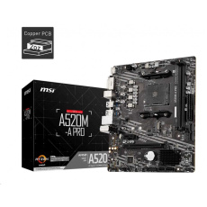 BAZAR - MSI MB Sc AM4 A520M-A PRO, AMD A520, 2xDDR4, m-ATX - Po opravě (Bez příšlušenství)