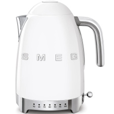 Smeg KLF04WHEU rychlovarná konvice, 1,7 l (7 šálků), 2400 W, styl 50. let, řízení teploty, 7 programů, bílá Smeg KLF04WHEU rychlovarná konvice, 1,7 l (7 šálků), 2400 W, styl 50. let, řízení teploty, 7 programů, bílá