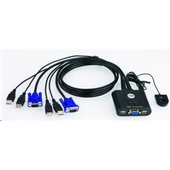 ATEN 2-port KVM USB mini, 1m kabely, DO