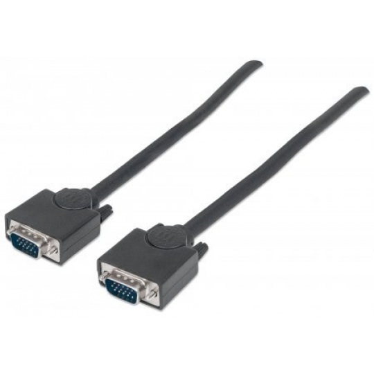 MANHATTAN kabel SVGA k monitoru, HD15 Male / HD15 Male, 30m, Black
