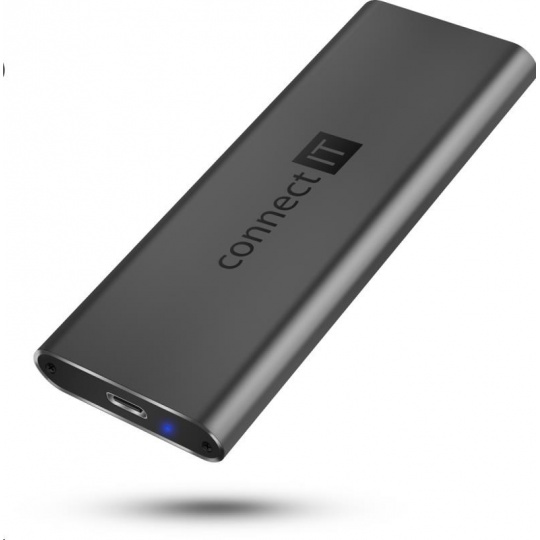 CONNECT IT AluSafe externí box pro SSD disky M.2 NVMe, 10 Gbps, USB-C, Antracitová