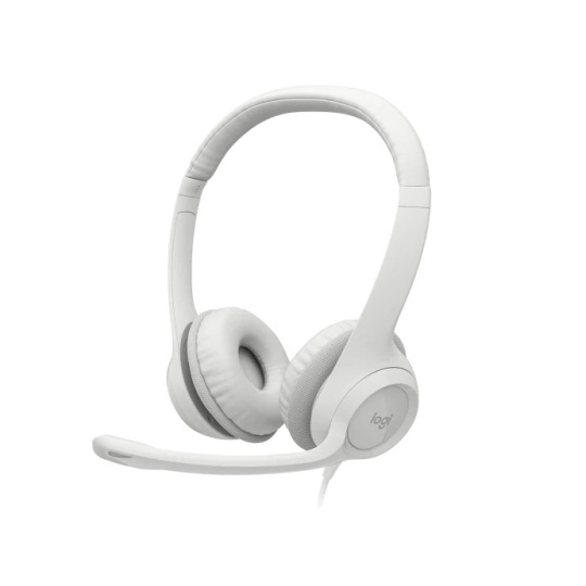 Logitech Headset H390, drátový, USB, bílá