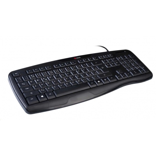 C-TECH Klávesnice KB-107 USB, ERGO,  černá, CZ/SK