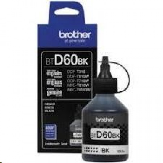 BROTHER INK BT-D60BK black pro T310, T510W, T710W, T910 cca 6000 stránek, bezpigmentový
