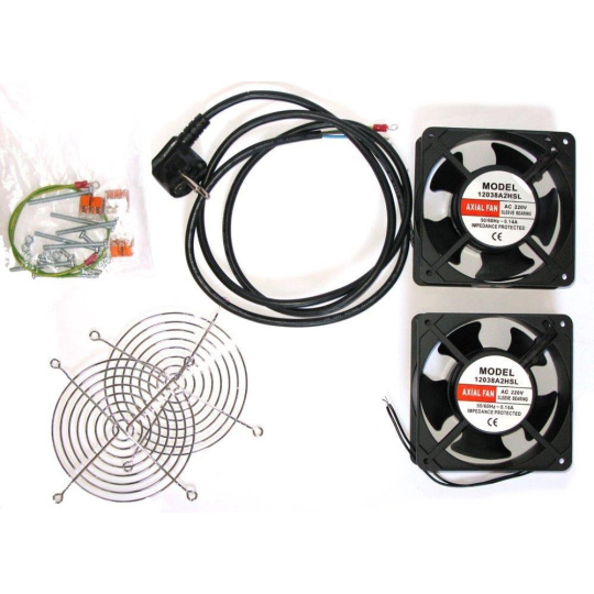 19" ventilace pro nástěnné rozvaděče XtendLan, 2 ventilátory 120mm, napájecí kabel, spojovací materiál