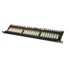 19"/0,5U Patch panel XtendLan 24port, UTP, Cat6, krone, černý