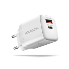 AXAGON ACU-PQ30W Sil nabíječka do sítě 30W, 2x port (USB-A + USB-C), PD3.0/PPS/QC4+/SFC/AFC/Apple, bílá