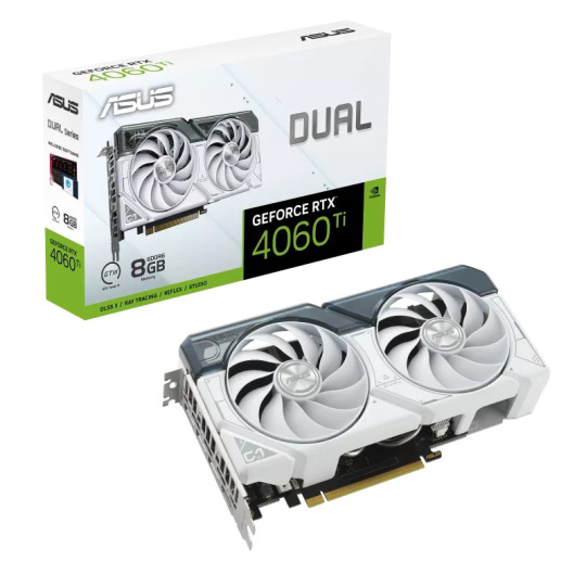 ASUS VGA NVIDIA GeForce DUAL RTX 4060 Ti 8G White Edition, RTX 4060 Ti, 8GB GDDR6, 3xDP, 1xHDMI