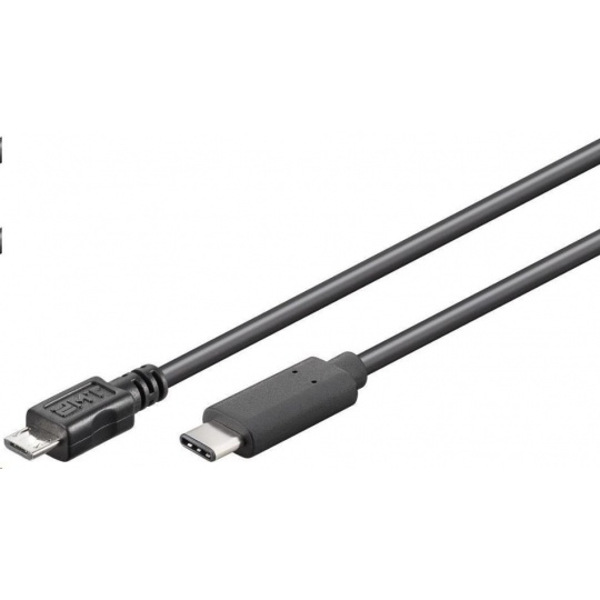 PremiumCord Kabel USB 3.1 konektor C/male - USB 2.0 Micro-B/male, černý, 0,6m