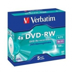 VERBATIM DVD-RW(5-pack)Jewel/4x//DLP/4.7GB VERBATIM DVD-RW(5-pack)Jewel/4x//DLP/4.7GB