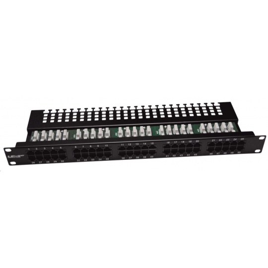 19" Patch panel LEXI-Net telefonní 50port, UTP, Cat3, krone, černý