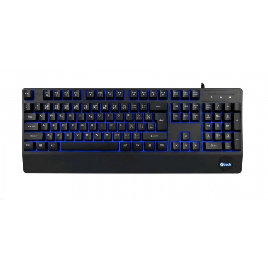 C-TECH Klávesnice KB-104BK, USB, 3 barvy podsvícení, černá, CZ/SK