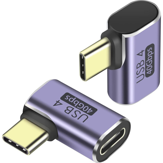 PremiumCord Adaptér USB-C na USB-C, USB 4.0, zahnutý 90°