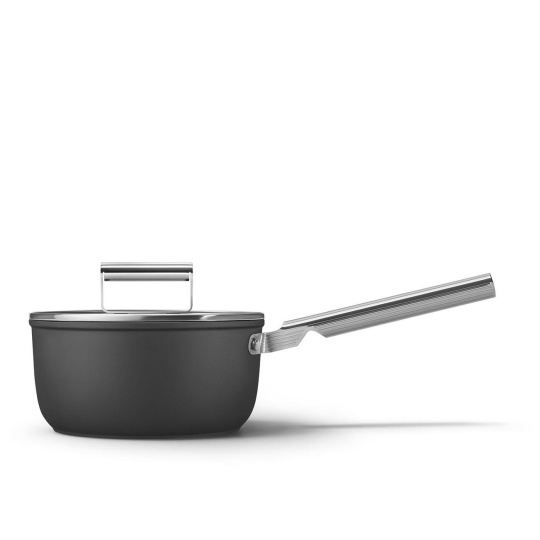 Smeg CKFS2011BLM Saucepan / Pánev na omáčku, nepřilnavý povrch, 50's Style, s pokličkou, 20 cm, černá