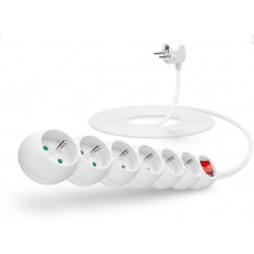 CONNECT IT prodlužovací kabel 230 V, 6 zásuvek, 5 m, s vypínačem (bílý) CONNECT IT prodlužovací kabel 230 V, 6 zásuvek, 5 m, s vypínačem (bílý)