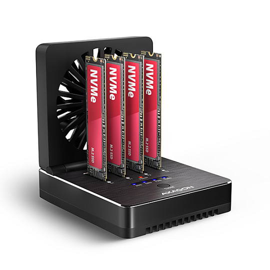 AXAGON ADSA-M2C44, USB4 dokovací stanice pro 4× M.2 NVMe SSD s funkcí klonování AXAGON ADSA-M2C44, USB4 dokovací stanice pro 4× M.2 NVMe SSD s funkcí klonování