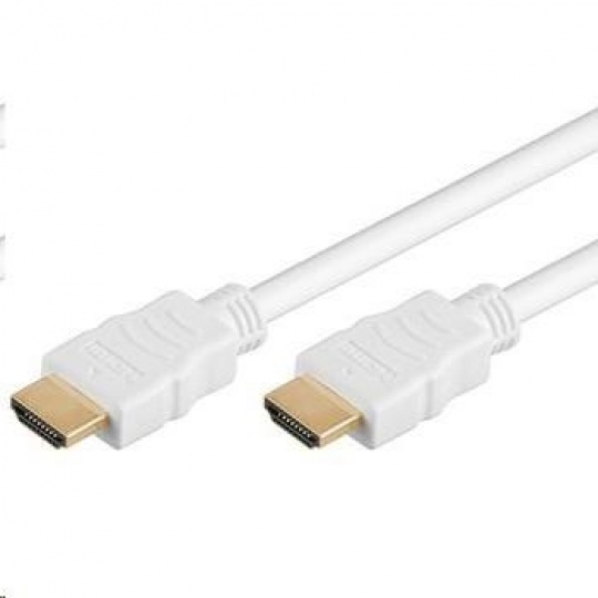 PremiumCord HDMI High Speed + Ethernet kabel,bílý, zlacené konektory, 15m