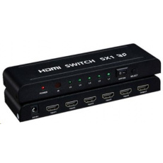 PREMIUMCORD HDMI switch 5:1 kovový s dálkovým ovladačem a napájecím adaptérem PREMIUMCORD HDMI switch 5:1 kovový s dálkovým ovladačem a napájecím adaptérem