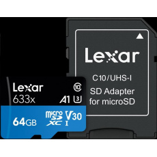 Lexar microSDXC UHS-I HS 64GB 633x + adaptér Lexar microSDXC UHS-I HS 64GB 633x + adaptér