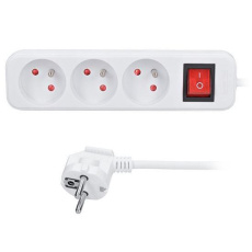 Solight prodlužovací přívod 3m, 3 zásuvky, vypínač, 16A/3680W, PVC, bílý Solight prodlužovací přívod 3m, 3 zásuvky, vypínač, 16A/3680W, PVC, bílý