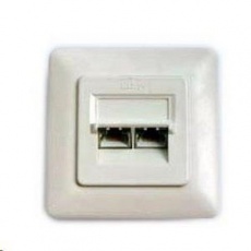 Zásuvka STP 2x RJ45 Cat5E, duální svorkovnice, pod omítku Zásuvka STP 2x RJ45 Cat5E, duální svorkovnice, pod omítku