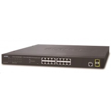 Planet GS-4210-16T2 Switch, L2/L4, 16x 1000Base-T, 2x SFP, Web/SNMPv3, VLAN, QoS, IPv6, fanless