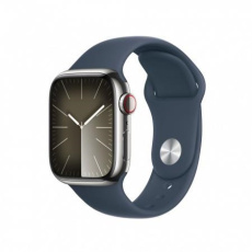 APPLE Watch Series 9 GPS + Cellular 41mm Silver Stainless Steel Case with Storm Blue Sport Band - S/M APPLE Watch Series 9 GPS + Cellular 41mm Silver Stainless Steel Case with Storm Blue Sport Band - S/M