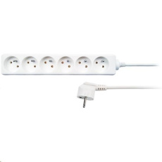 Solight prodlužovací přívod, 6 zásuvek, bílý, 1,5m Solight prodlužovací přívod, 6 zásuvek, bílý, 1,5m
