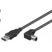 PREMIUMCORD Kabel USB 2.0 A-B propojovací 2m - zahnutý B konektor 90°