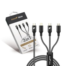RhinoTech nabíjecí a datový kabel 3v1 USB-C (MicroUSB + Lightning + USB-C) 40W 1,2m černá RhinoTech nabíjecí a datový kabel 3v1 USB-C (MicroUSB + Lightning + USB-C) 40W 1,2m černá