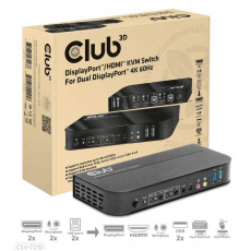 Club3D síťový přepínač - Switch, DP/HDMI KVM Switch - Dual DP 4K 60Hz Club3D síťový přepínač - Switch, DP/HDMI KVM Switch - Dual DP 4K 60Hz