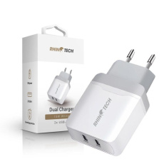 RhinoTech LITE duální USB-A nabíjecí adaptér 15W bílá